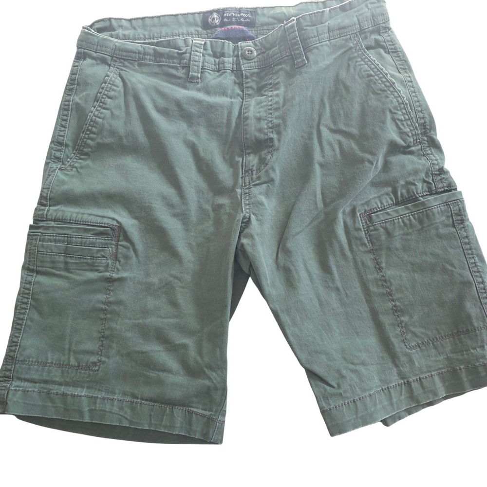 Weatherproof Mens Cargo Shorts Olive Green Size 30W Stretch Utility Hiking